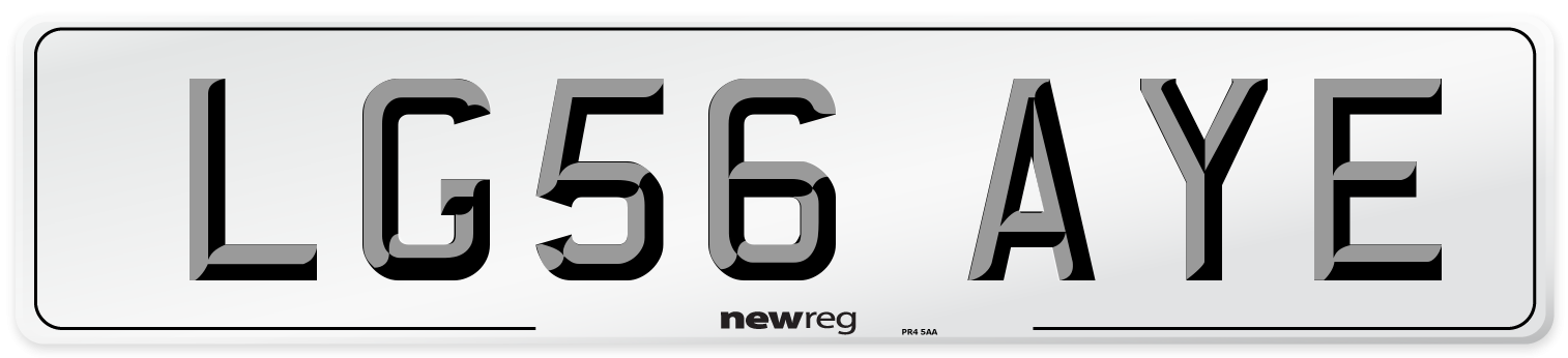 LG56 AYE Number Plate from New Reg